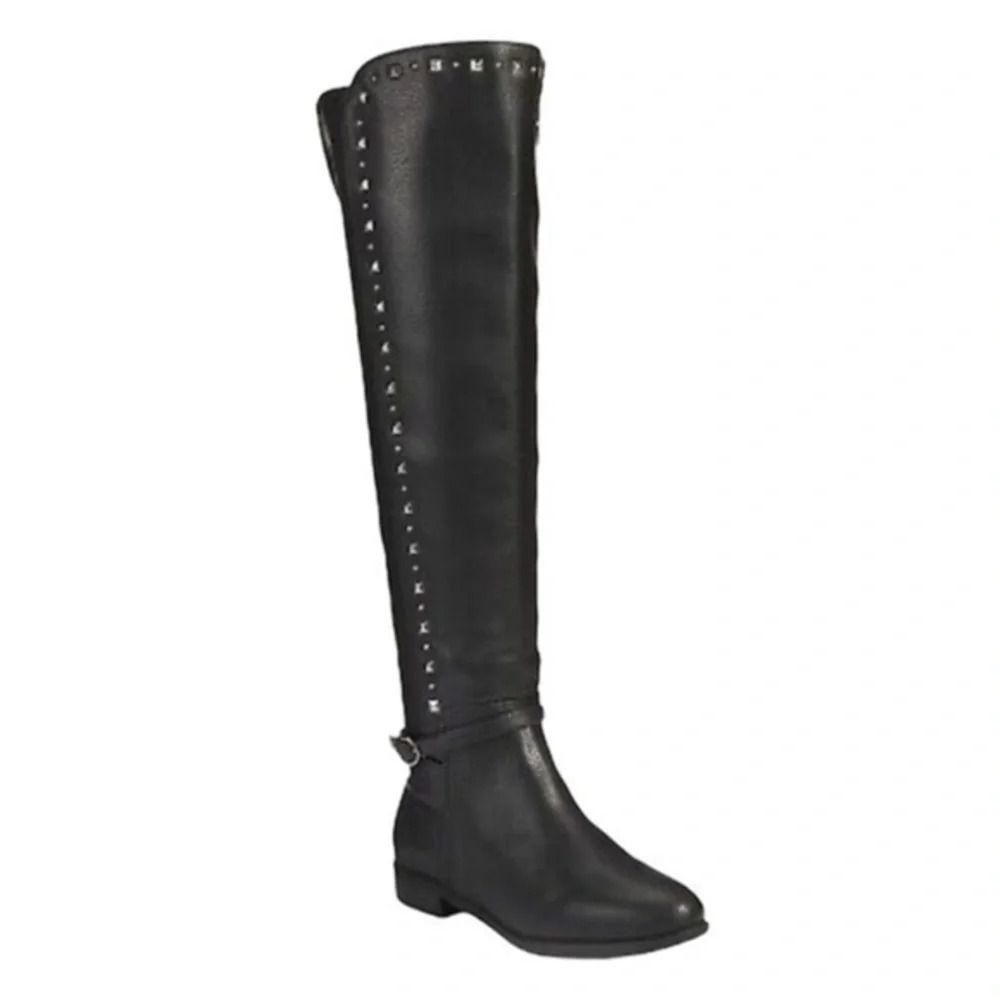 Rialto Ferrell Black Over-the-Knee Wide Calf Boots | Studded | Size 6
